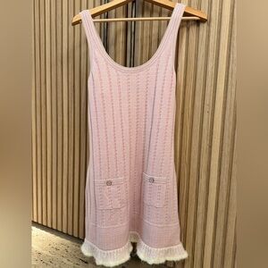 Chanel 2023B Pink Feather Cashmere Tank Dress – Size 40 US 6 8 NWT Rare